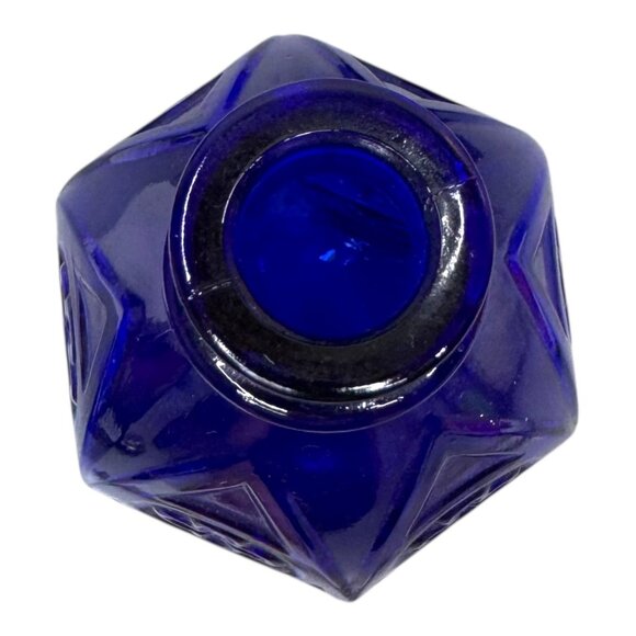 Carters Cathedral Cobalt Blue Embossed Glass Bottle Hexagon Quart Gothic Design - Picture 7 of 7